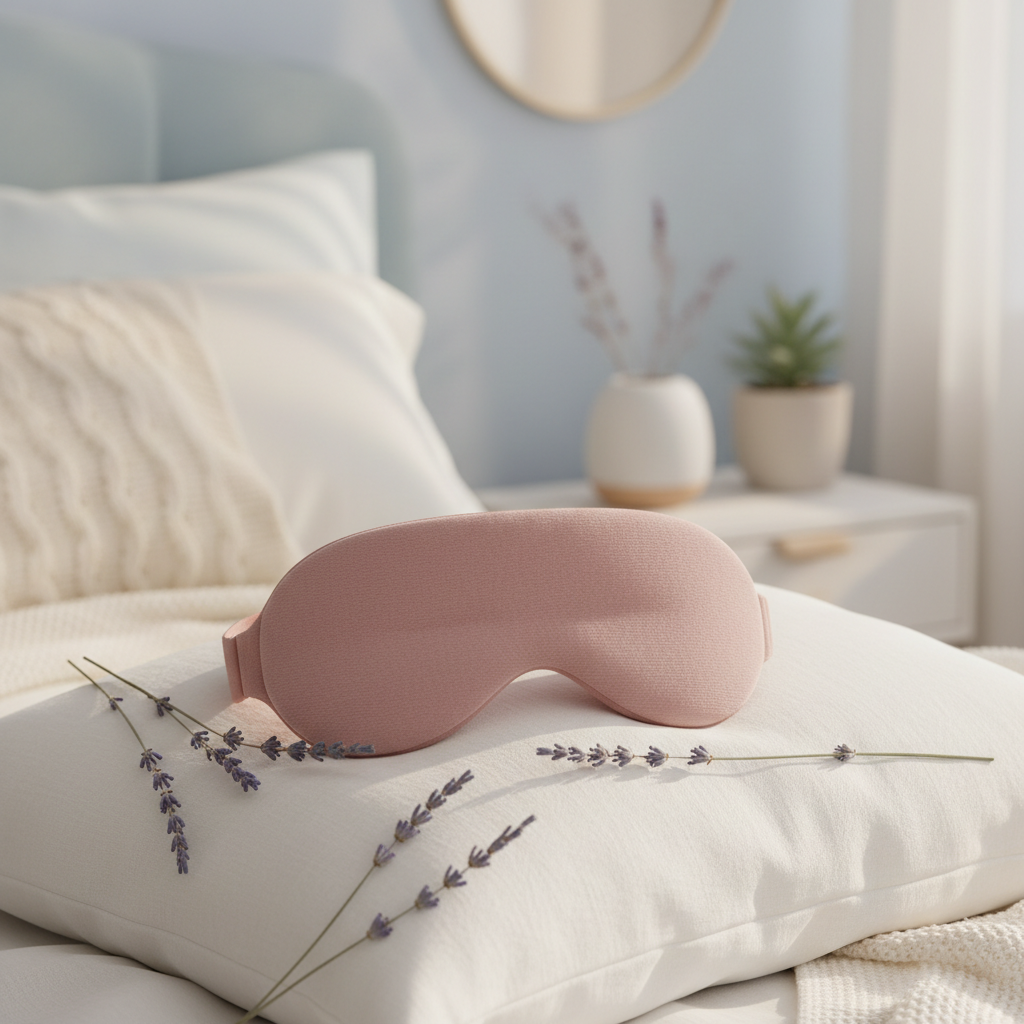 Masque de sommeil sur oreiller avec lavande